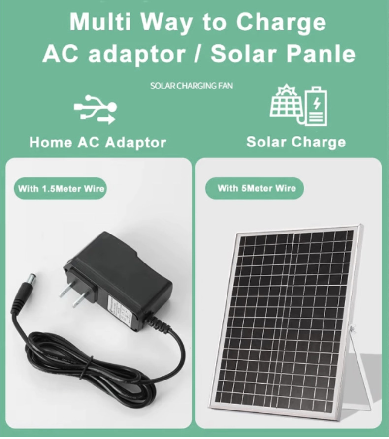 Zhongshan manufacturer cross-border exclusive supply 18-inch solar floor fans with long battery life, strong wind force, camping charging fans and electric fans pic 3