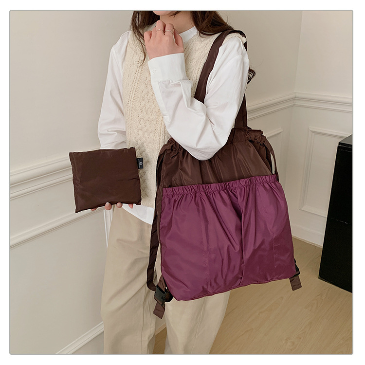 新款单肩包托特双肩折叠包手提简约通勤大容量时尚便携详情28