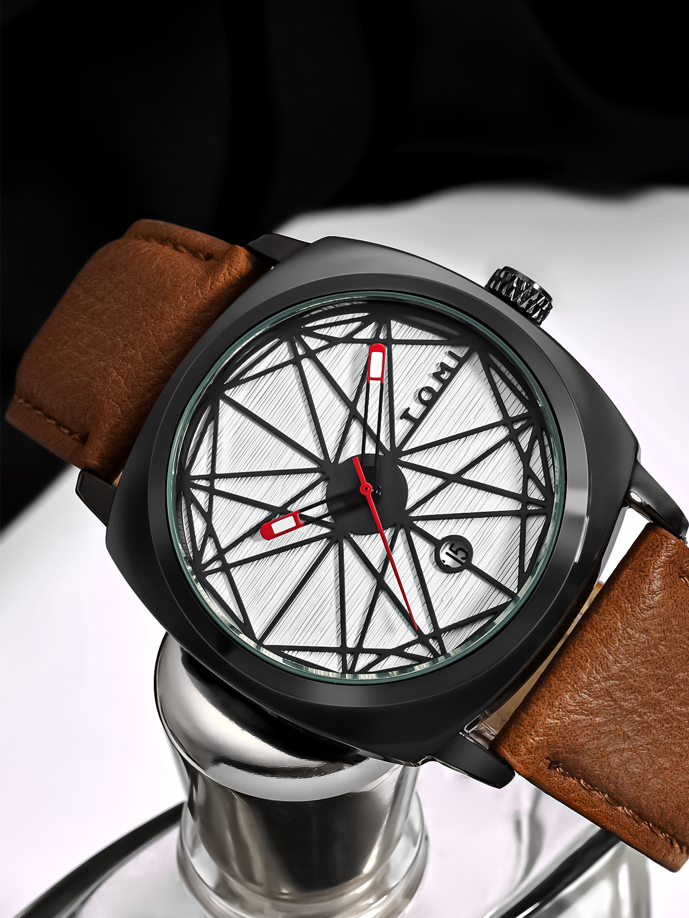 TOMI Temi complex square dial retro skeletonized design calendar watch, fashionable and simple quartz wristwatch for both men and women pic 6