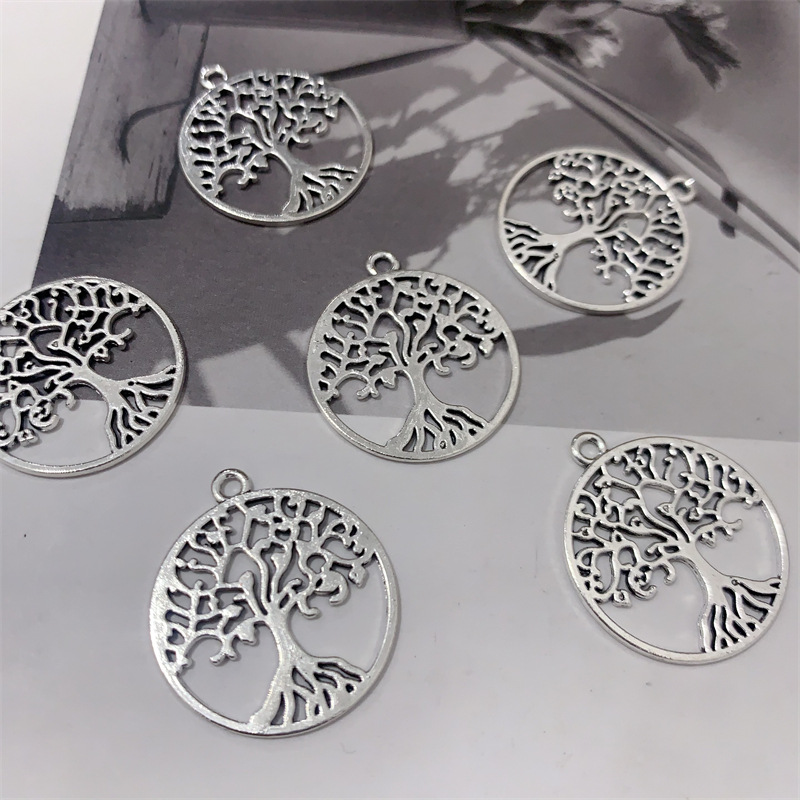 diy zinc alloy jewelry accessories, round life tree pendant, handcrafted bookmark, keychain, necklace, pendant pic 5