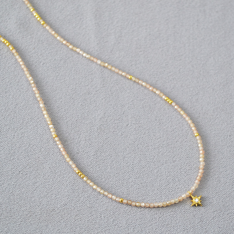 日韩小众设计时尚简约优雅香槟锆石珠闪耀星星吊坠气质项链锁骨链详情9