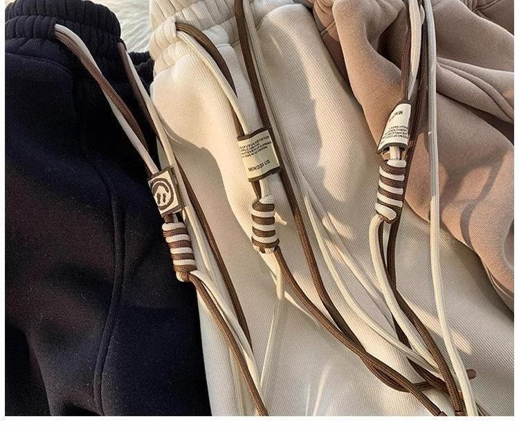 男女童休闲裤秋冬新款加绒加厚运动冬装中大童阔腿羊驼绒束脚长裤详情18