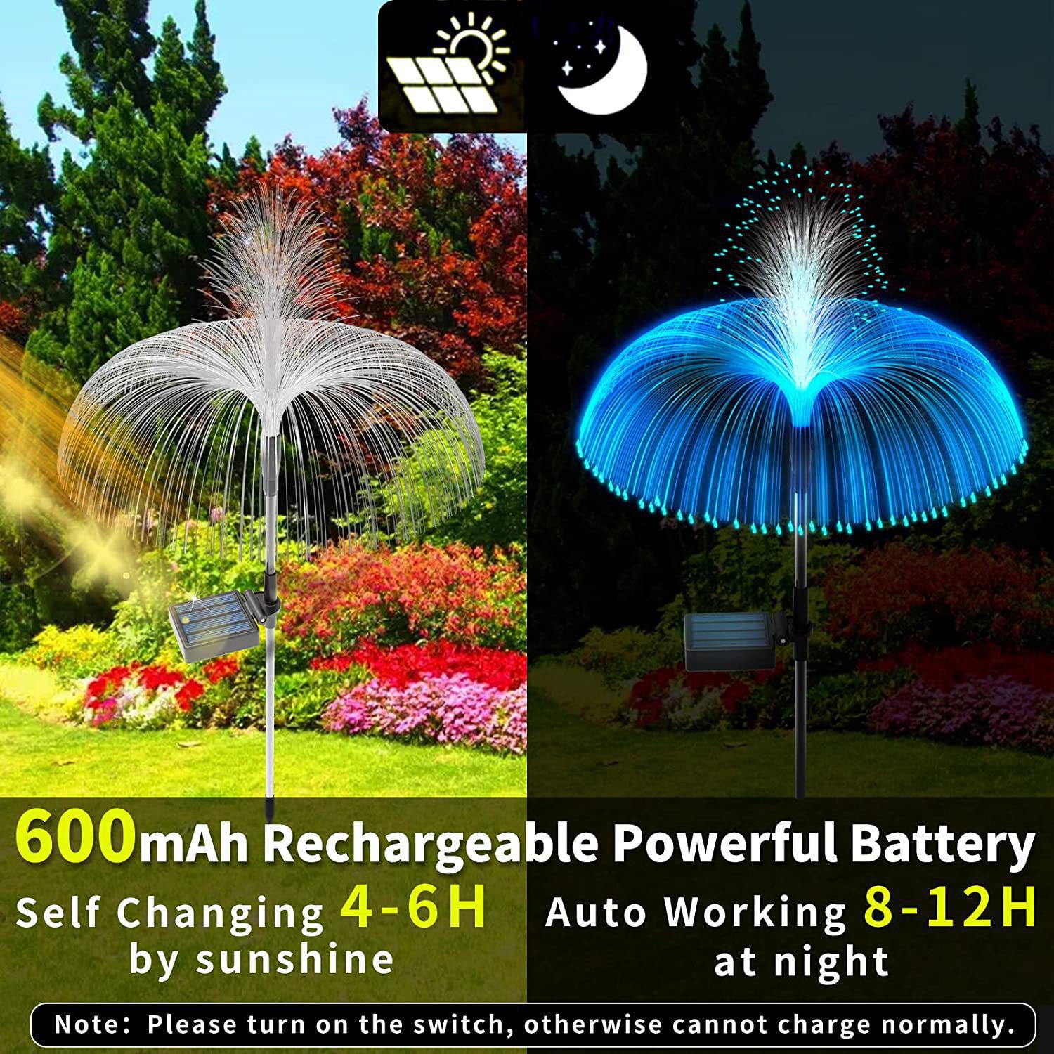 Amazon solar jellyfish light, outdoor waterproof garden light, garden lawn light, decorative landscape ground insert ambient light pic 8
