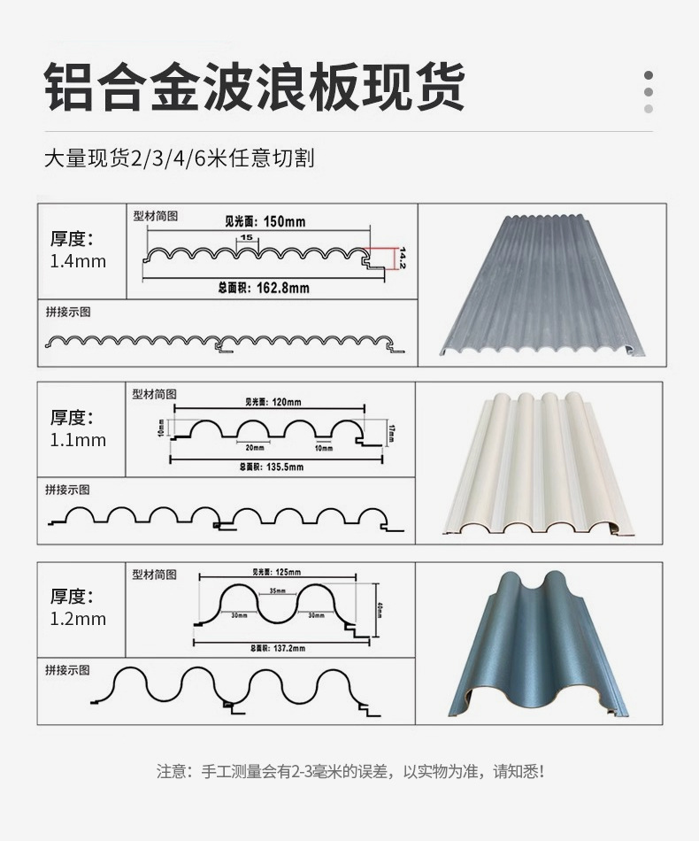 铝合金波浪板幕墙广告门头装饰长城板格栅凹凸铝单板波纹板铝型材详情10