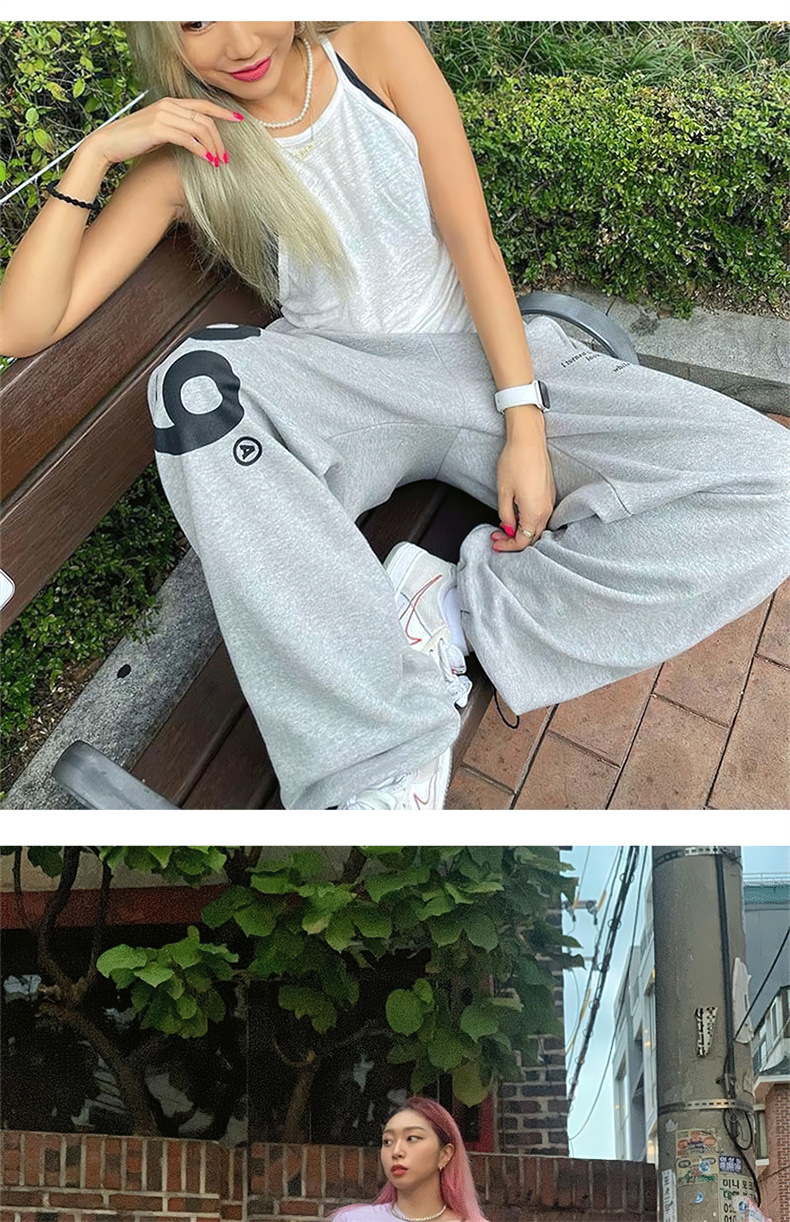 韩版春秋939运动裤男女宽松直筒阔腿裤子休闲卫裤ins潮练功舞蹈裤详情6