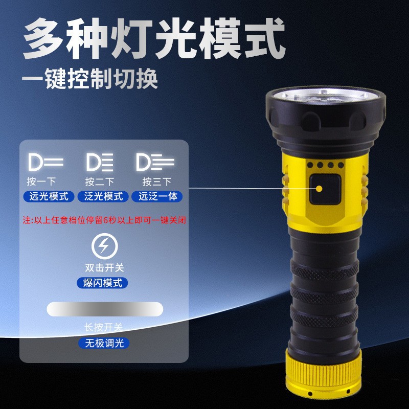 跨境新品派力德多灯手电筒铝合金远射白激光手电8+1超长续航详情5