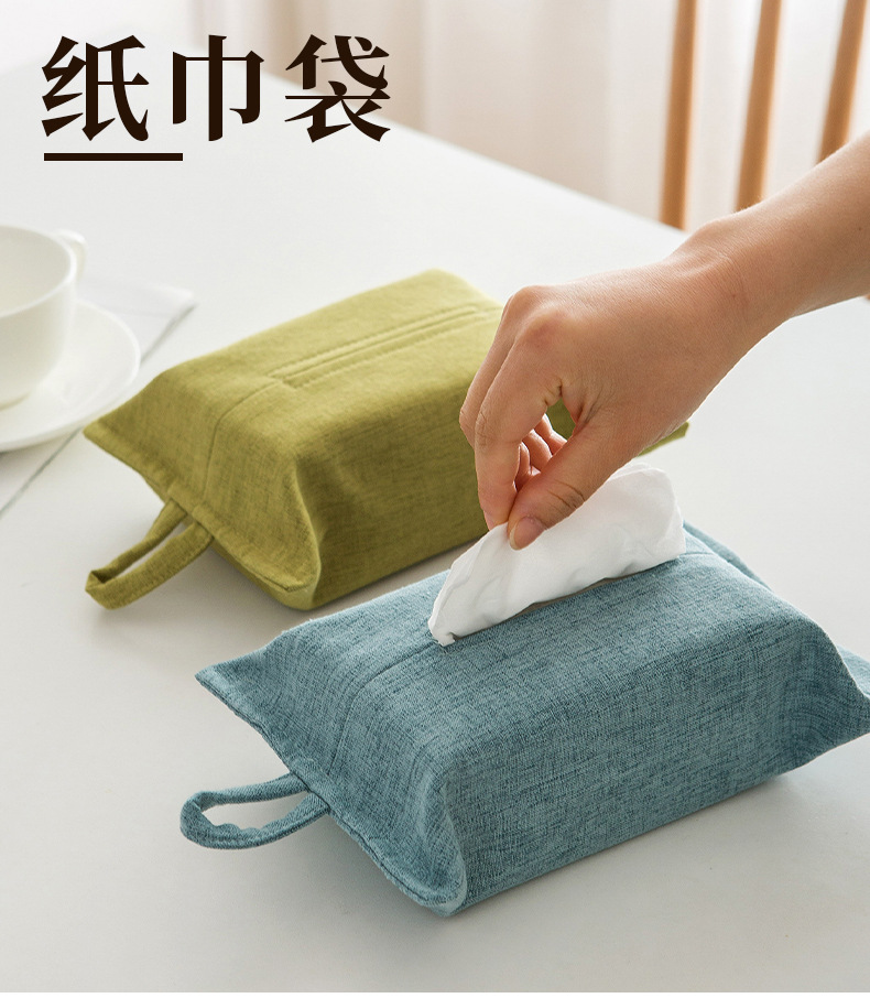 新中式纸巾盒布艺纸巾盒简约ins风 家居装饰陈列家用桌面车载抽纸袋详情1