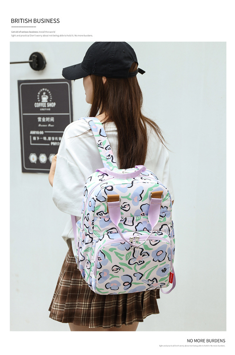 印花大容量外出双肩包时尚女背包婴儿奶瓶保温跨境热销母婴妈妈包详情15