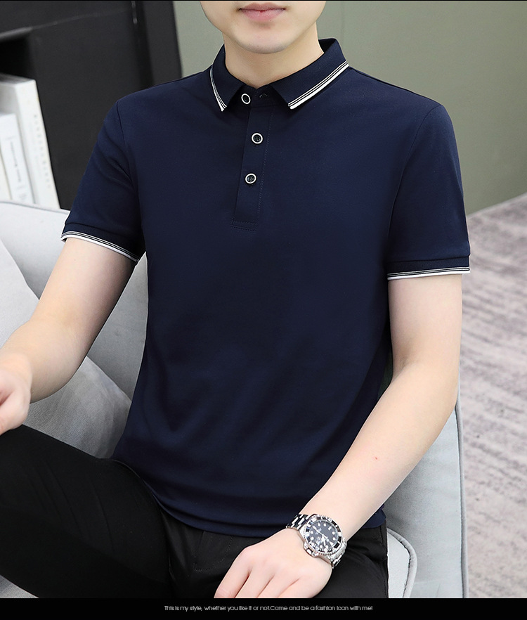 2025夏季新款POLO衫男士高级感纯棉短袖t恤男商务休闲男装T恤批发详情8