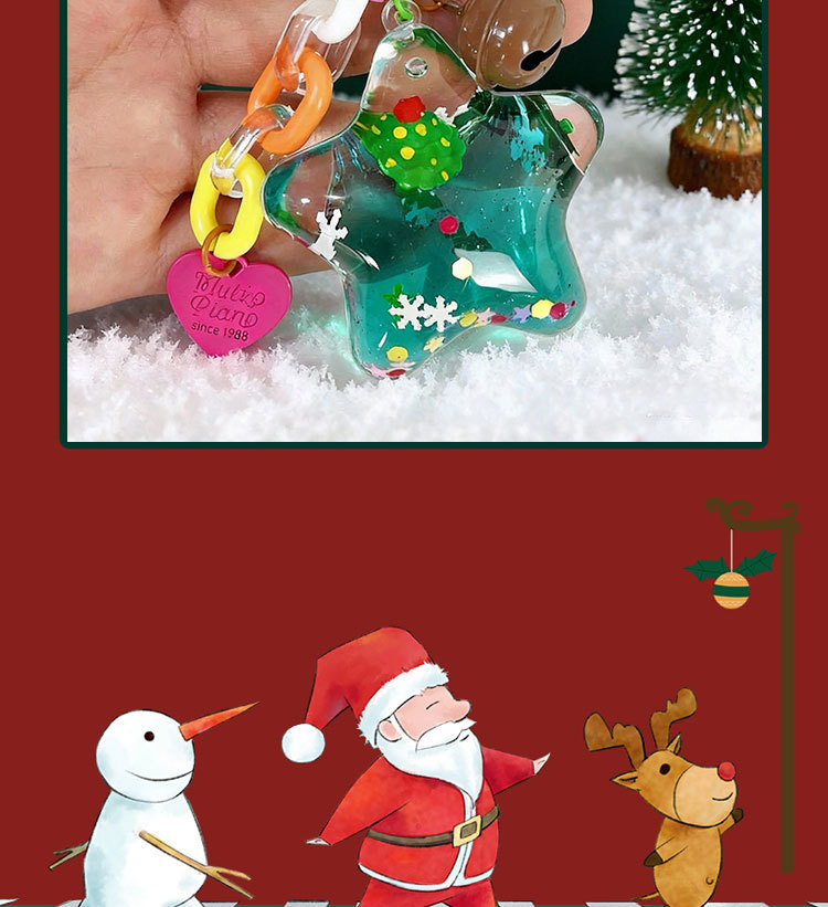 入油亚克力漂浮星星圣诞系钥匙扣挂饰精致可爱汽车包包挂件小礼品详情15