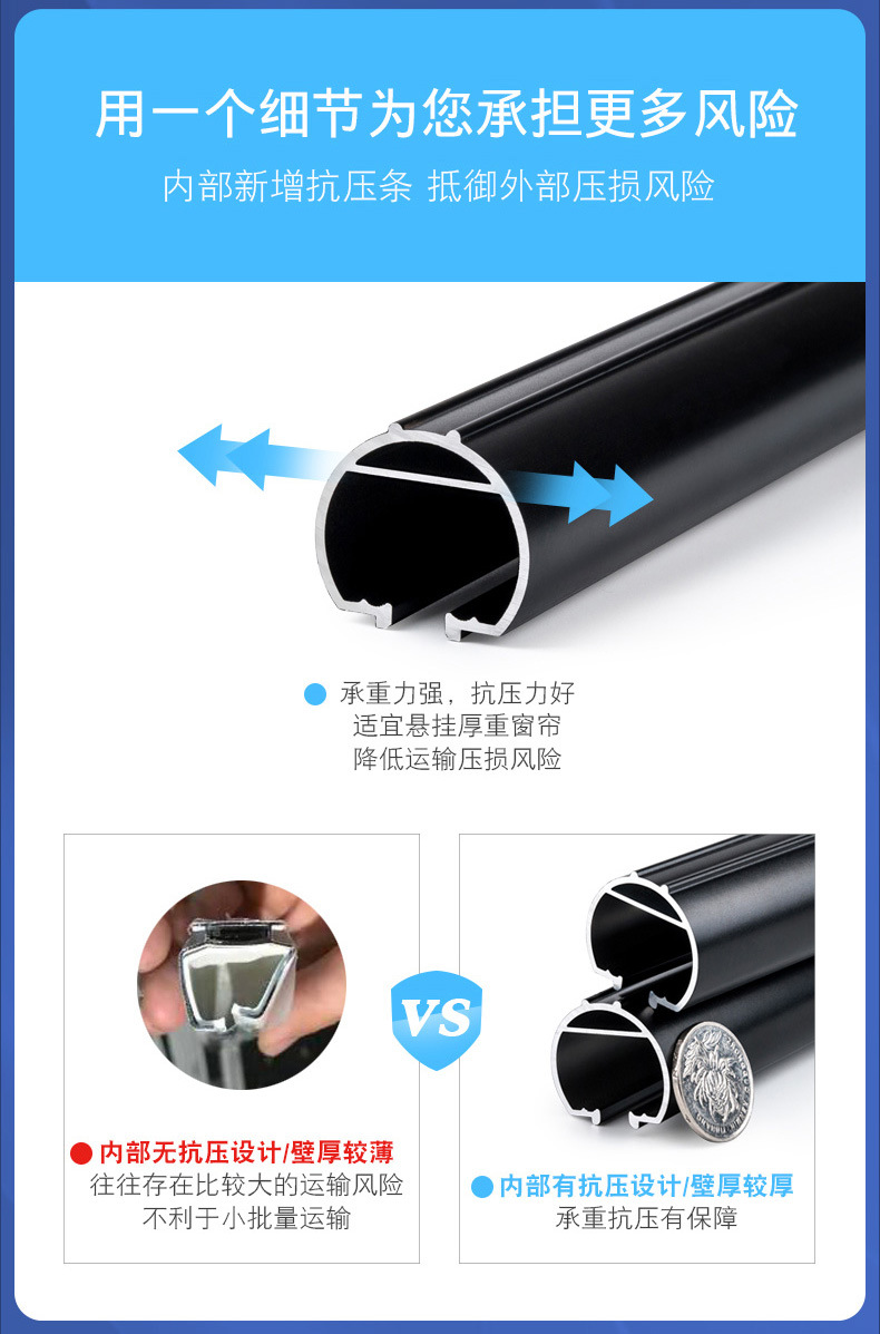 中商轻奢窗帘杆窗帘轨道窗帘轨罗马杆窗帘盒窗帘滑轨顶装侧装详情20