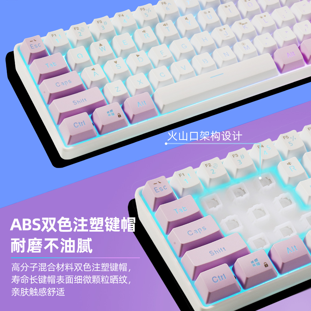 Wholesale and consignment of 61-key Yunguoguo k401 notebook desktop wired gaming small keyboard RGB illuminated keyboard pic 6