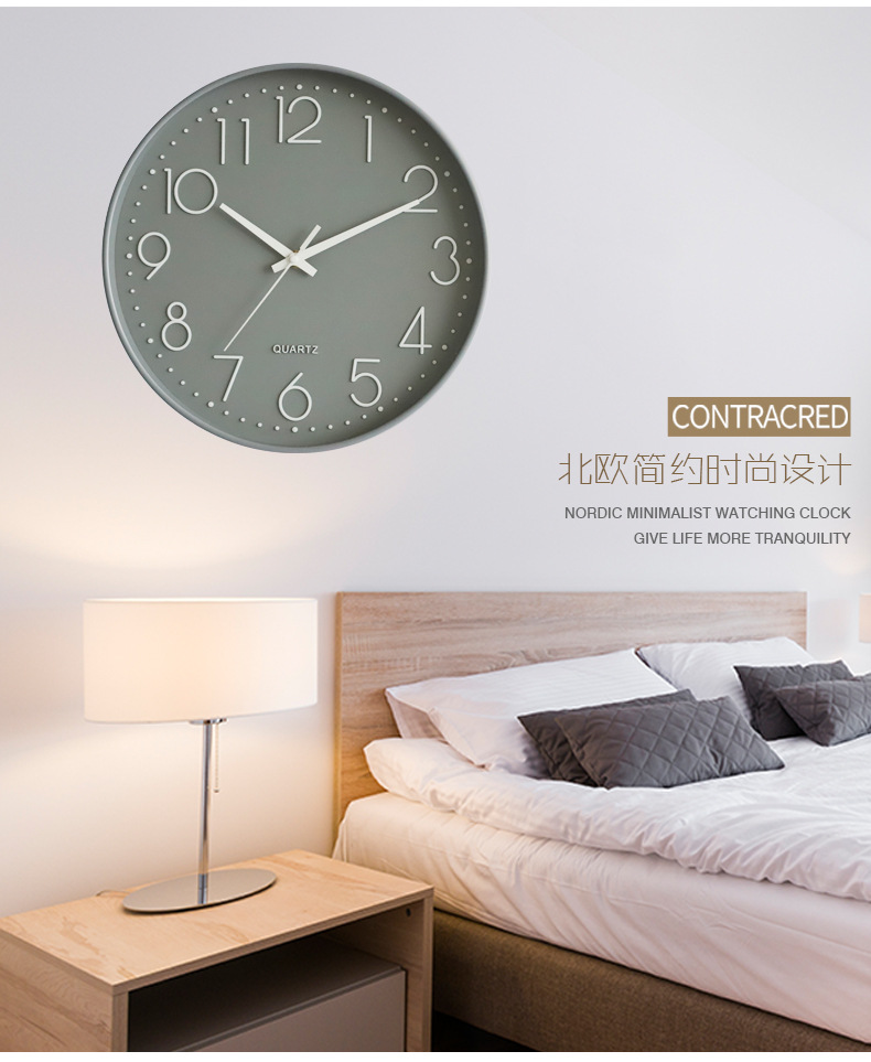 12-inch 30CM silent wall clock, fashionable home living room three-dimensional digital simple clock wholesale Wall Clock pic 10