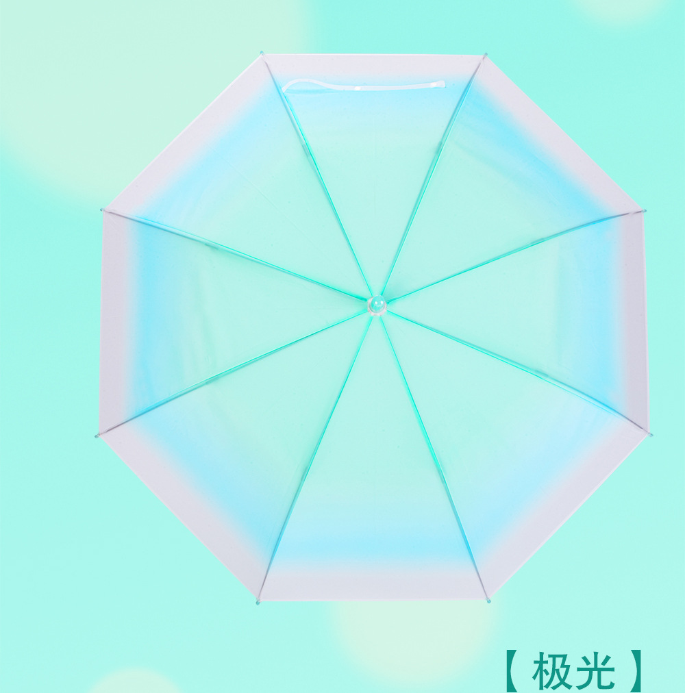 【日韩】星宝RST渐变透明伞PVC磨砂塑料雨伞成人可用长柄伞清新详情15