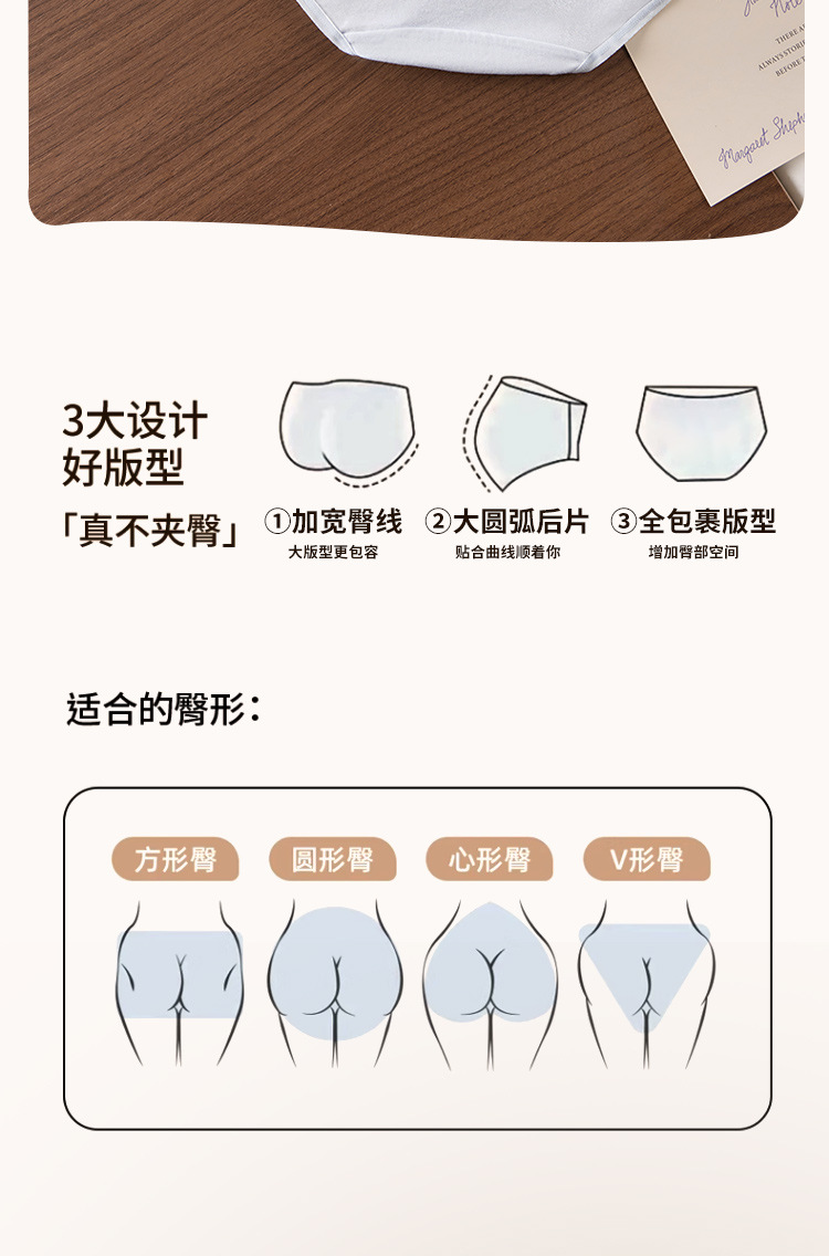 夏季小清新大码内裤女士10A抑菌纯棉全棉中腰包臀无痕透气三角裤详情10