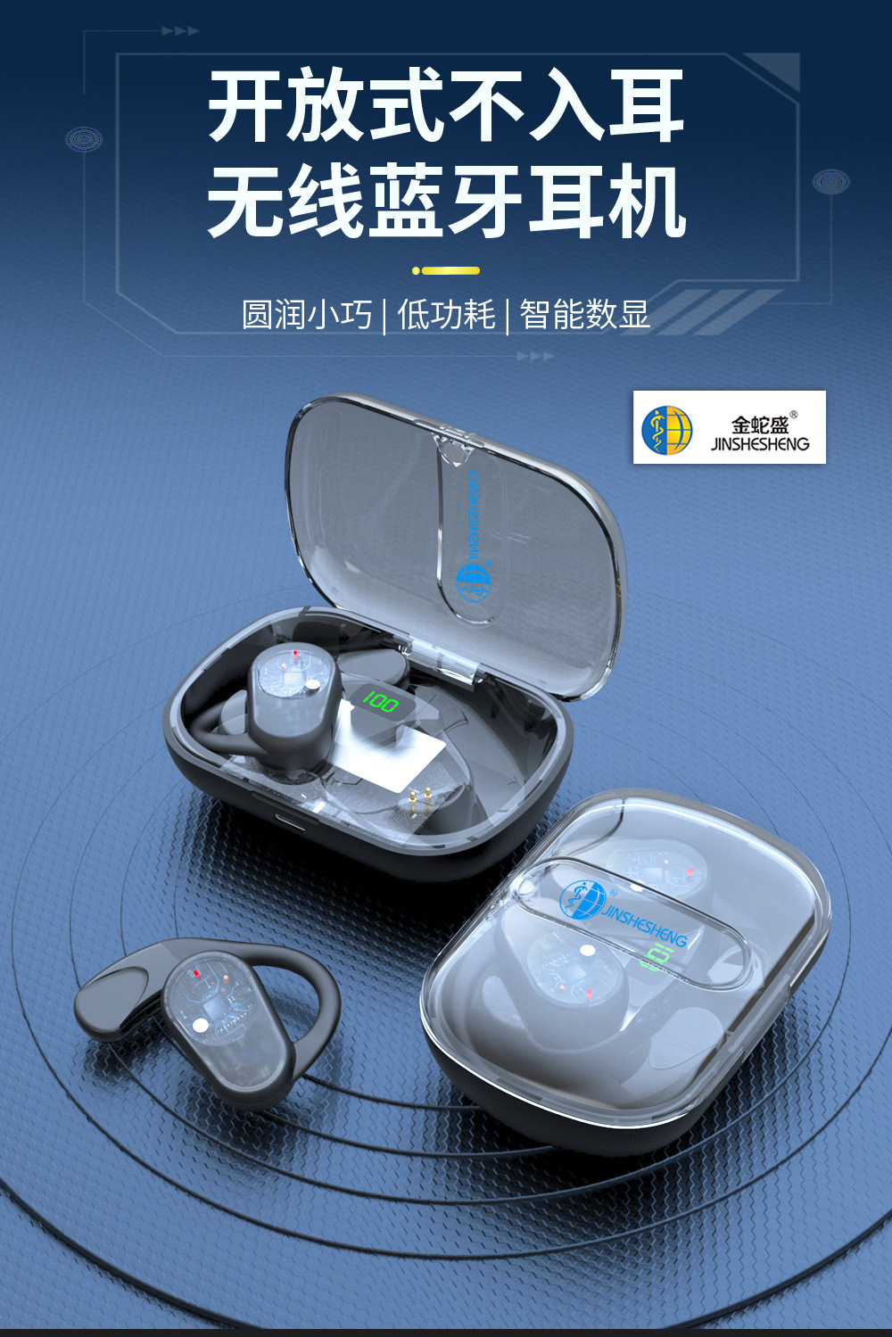 新款挂耳式蓝牙耳机超长续航不入耳TWS无线双耳创意透明耳机详情4
