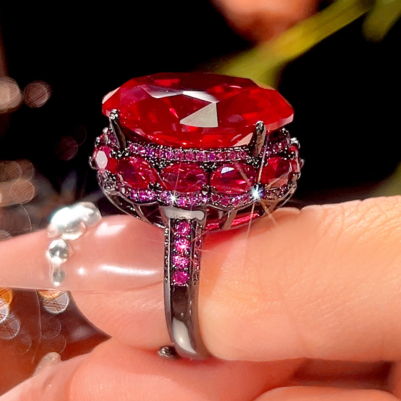 2025新款庄生生珠宝铜底镀金仿真干枯玫瑰轻奢豪镶古戒指石18*20详情9