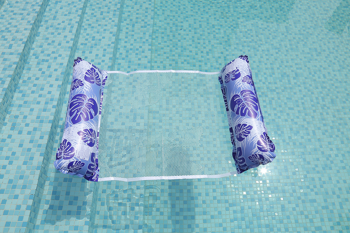 New cross-border turtle-back leaf pattern printed inflatable hammock, two-tube floating drainage, four-tube inflatable lounge chair, adult floating drainage, high-end thickened, high-quality, environmentally friendly and safe pic 3