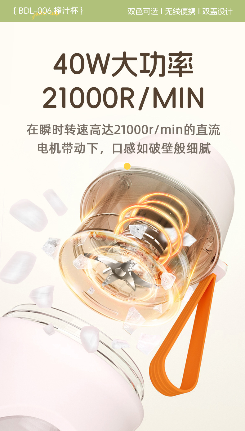 Cross-border juicer, portable rechargeable small juicer cup, household multi-functional ice crushing juice blender, juicer pic 5