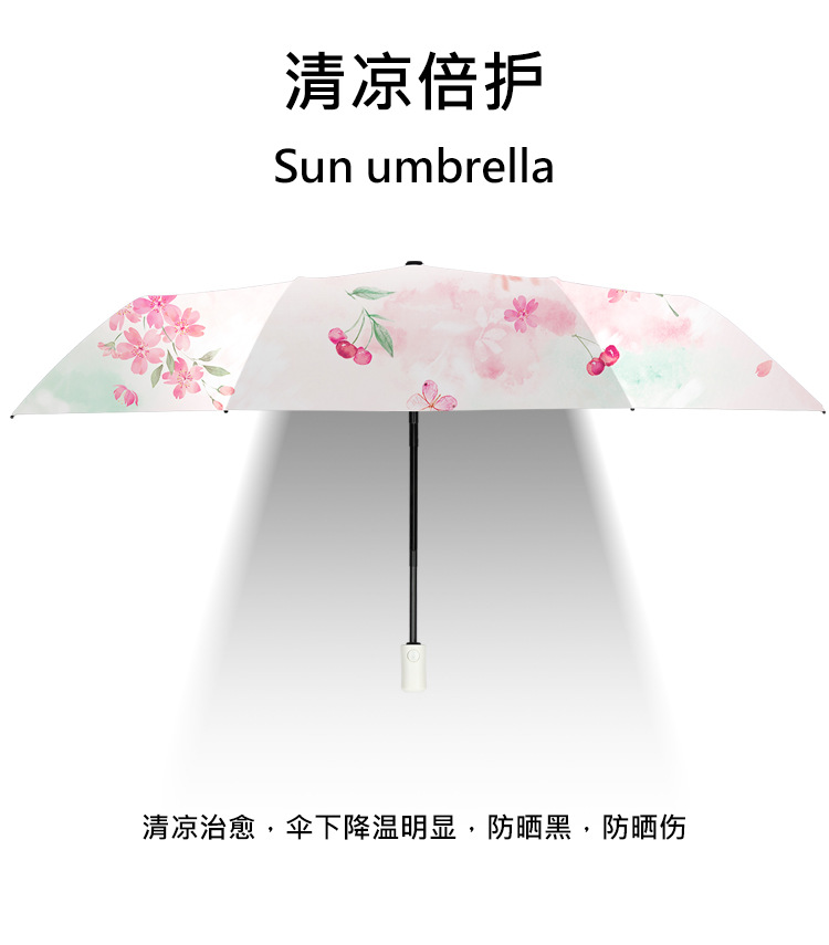 全自动雨伞防晒防紫外线太阳伞遮阳伞折叠伞小清新黑胶晴雨两用伞详情3