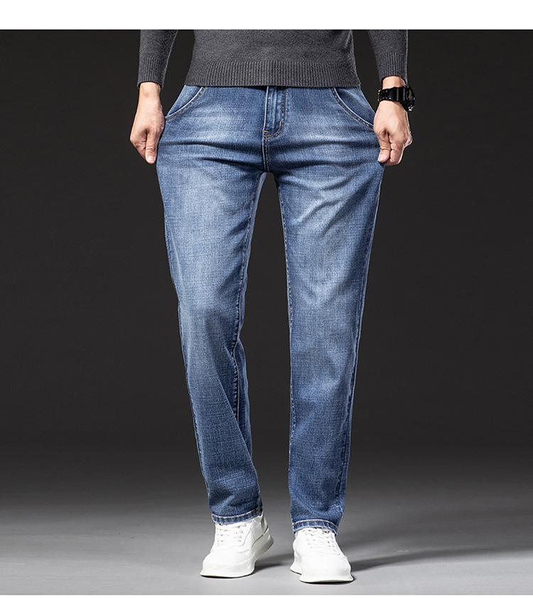 牛仔裤男秋冬商务直筒宽松弹力中青年长裤子男春秋款详情14