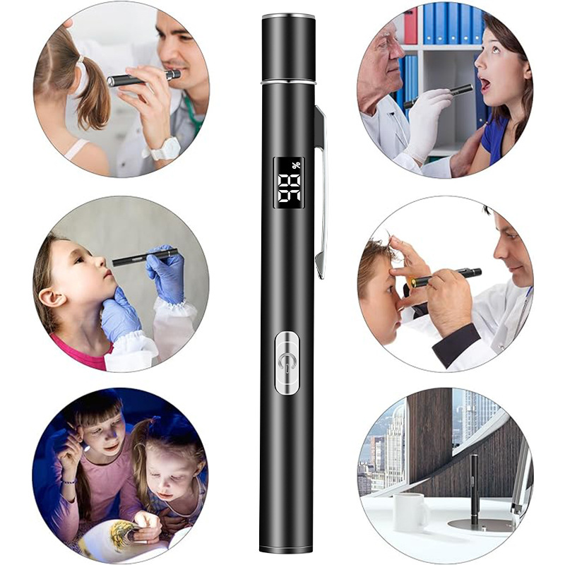 USB charging yellow and white dual-light source medical flashlight, battery level display, ophthalmology, oral examination, morning check, pupil pen light pic 6