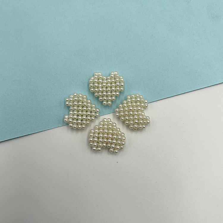 Hand-woven pearl double-layer heart-shaped socks, hair accessories, simple three-dimensional earrings, DIY accessories, clothing accessories pic 1