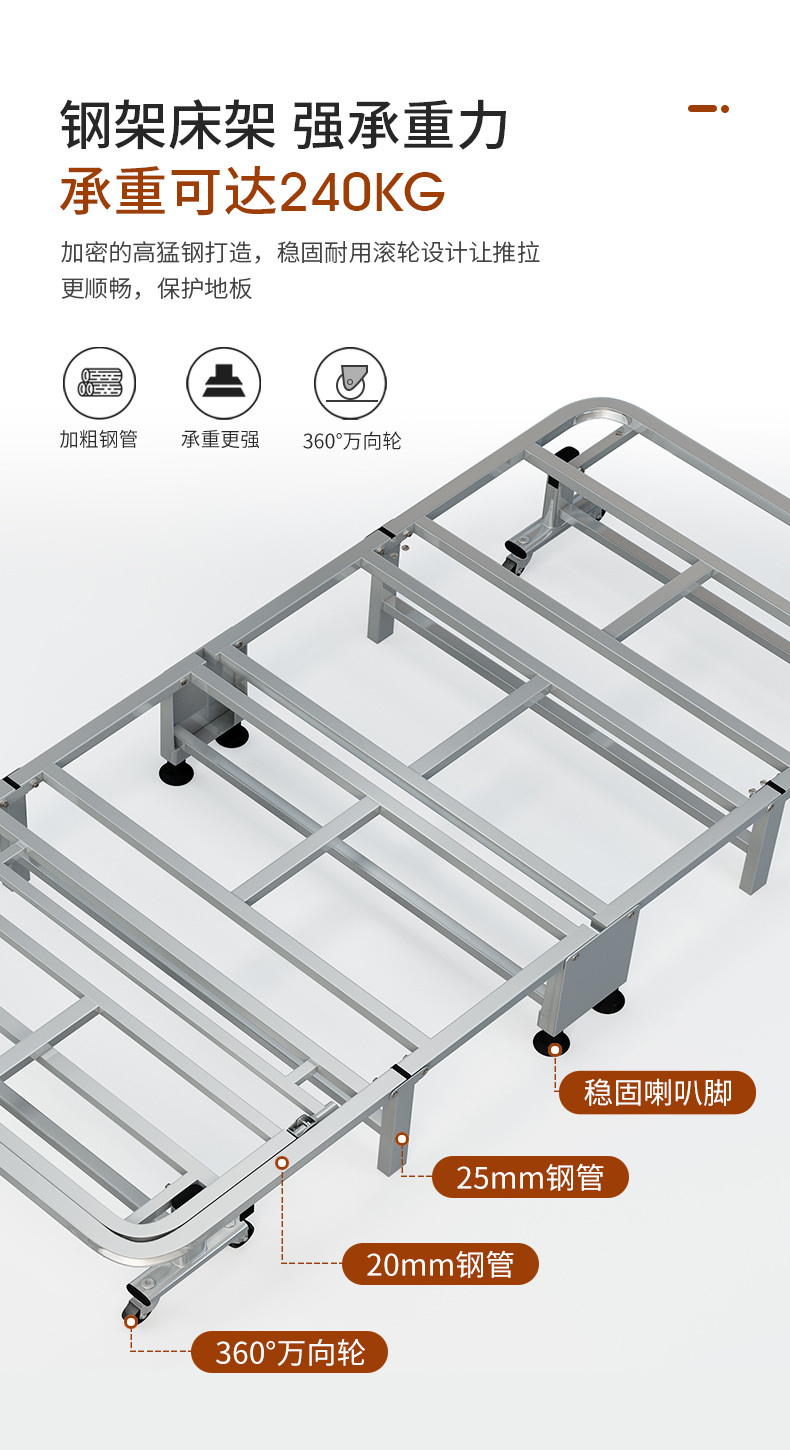 Ruishida folding bed, home midday rest, office bed sheet for people, camp bed, companion simple hard board backrest bed pic 10