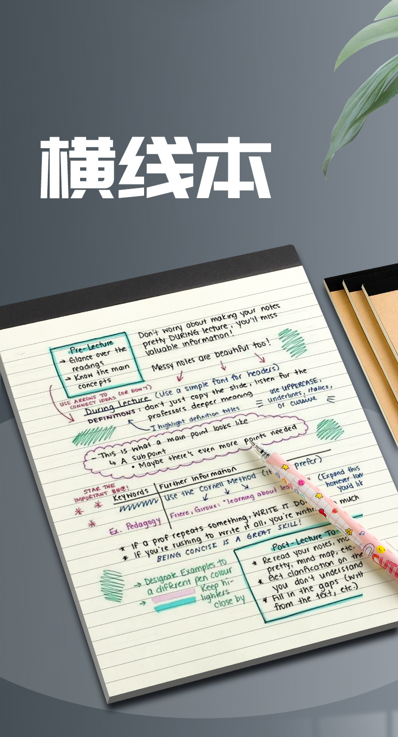 源头厂家强林A4拍纸本批发ins空白便签纸本B5可撕考研草稿纸本详情12