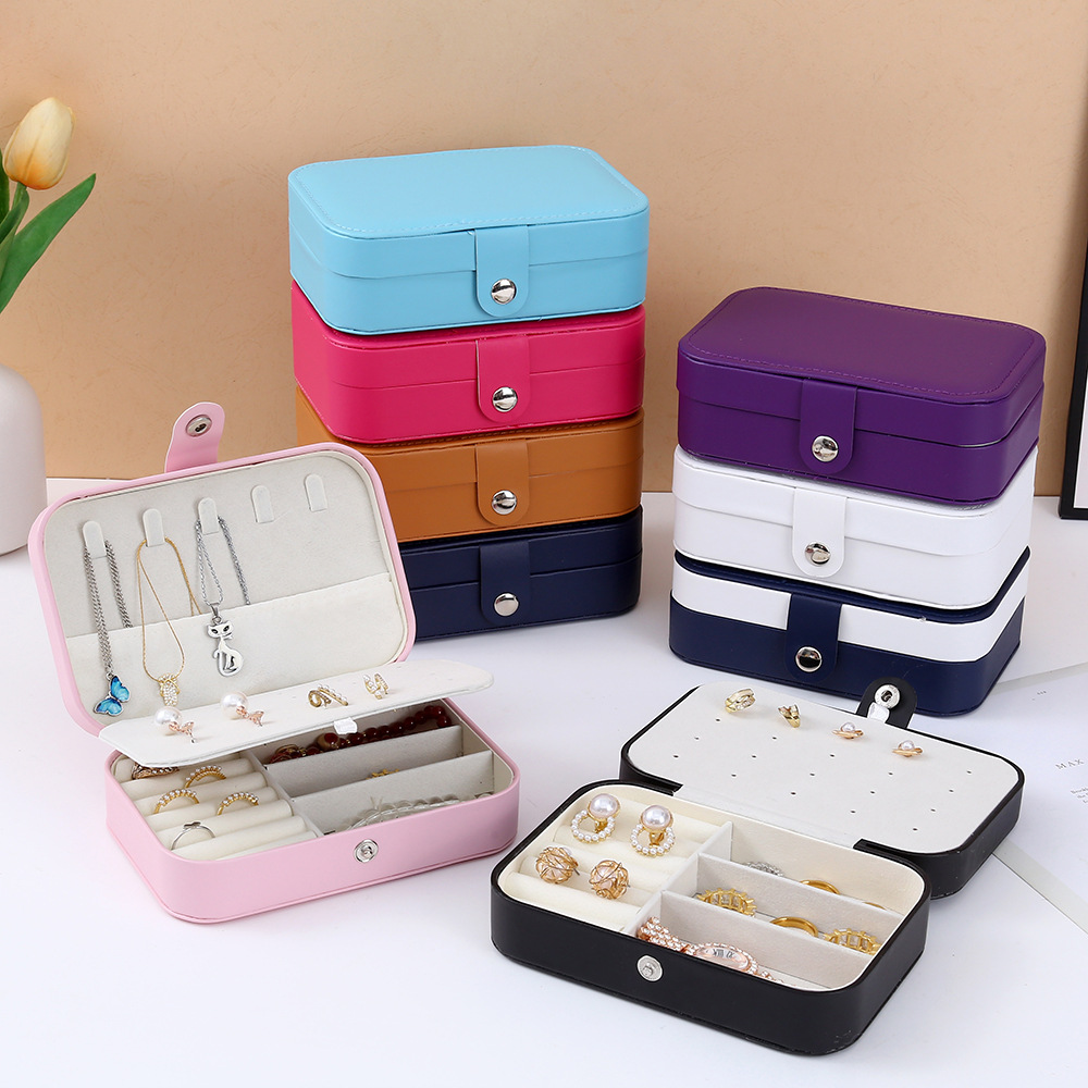 Hot-selling portable, compact and large-capacity jewelry storage box, anti-oxidation travel necklace, earrings, ring, jewelry box, jewelry bag storage box pic 1