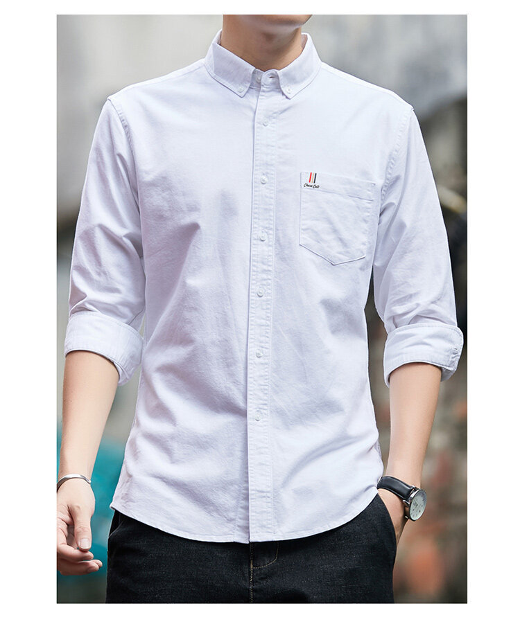纯棉男士衬衫2023款男长袖牛津纺免烫修身四季款商务休闲上班衬衣详情11
