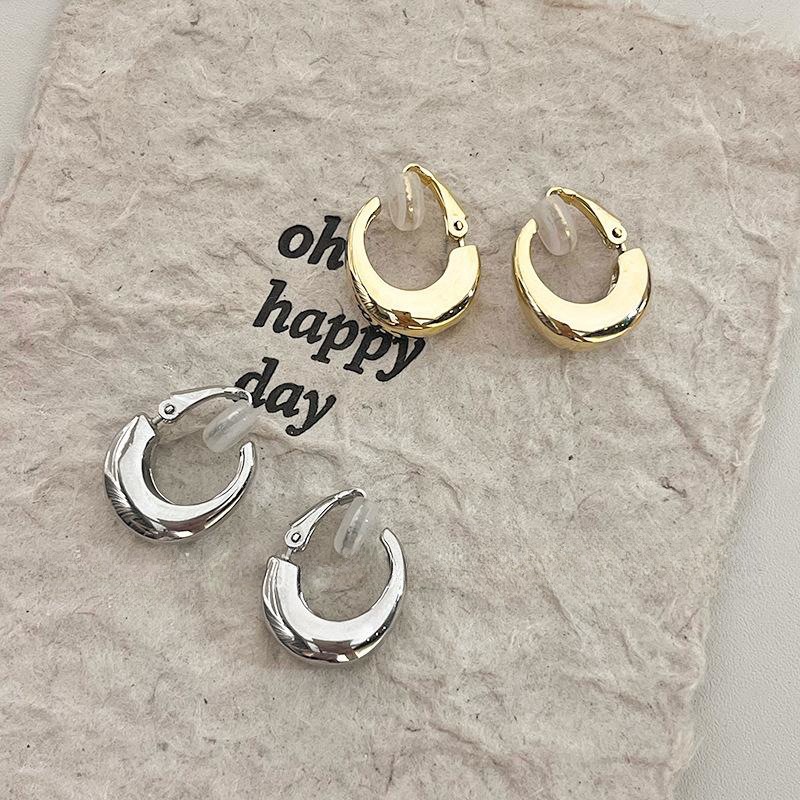 巨隐形法式素圈金属蚊香盘无耳洞女简约风格百搭C型好质感耳饰女详情2