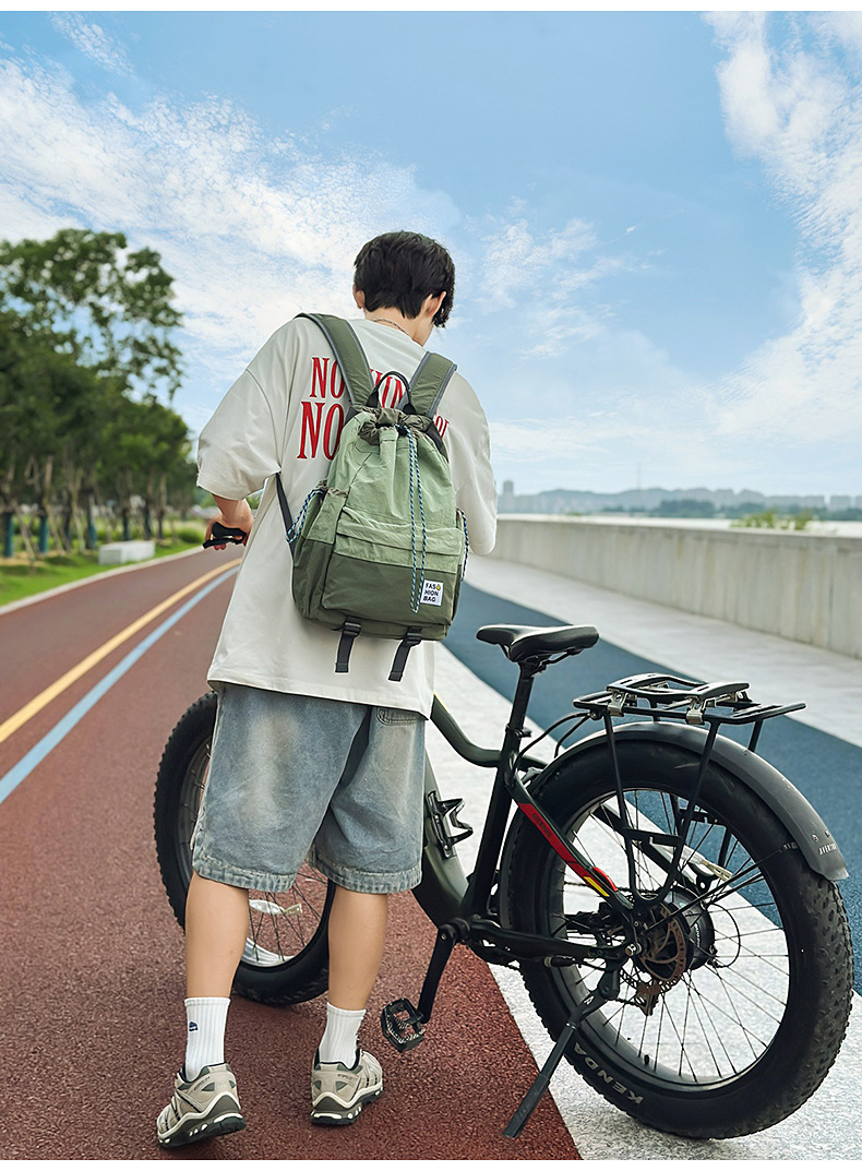 新款束口抽绳双肩包大容量休闲包户外运动登山包超轻量旅行背包详情31