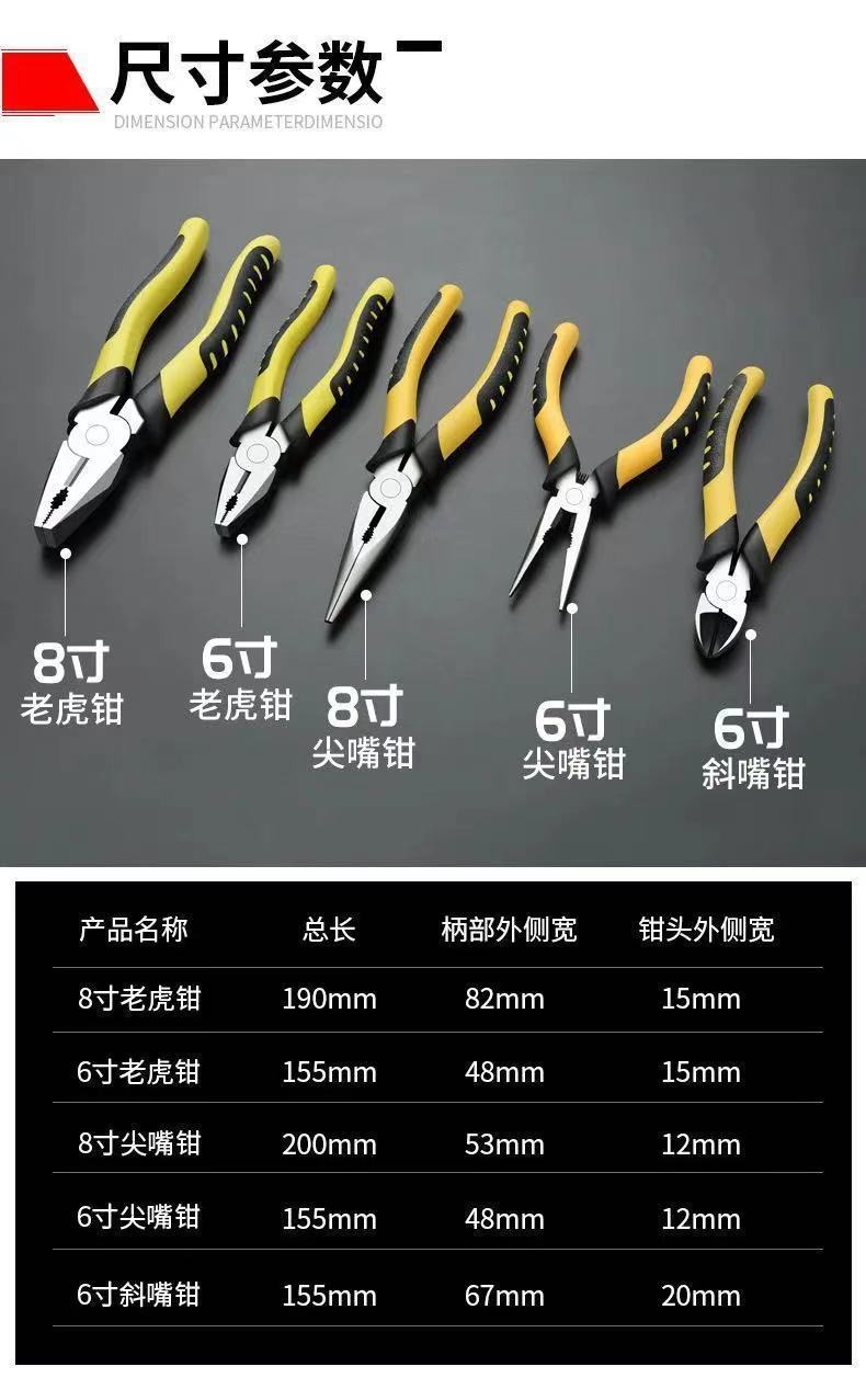 红色手柄钳子多功能防滑加粗剪线钳爆款详情9