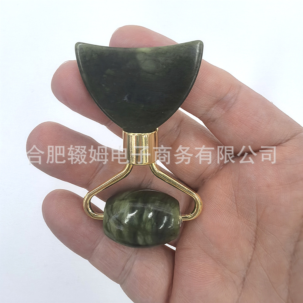 工厂批发玉石滚轮刮痧二合一按摩器粉脸部面部迷你按摩美容器跨境详情3