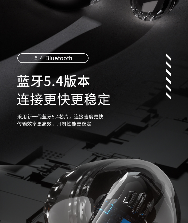 GM88 wireless Bluetooth headphones: New smart noise-cancelling, comfortable, waterproof, semi-in-ear with digital display, private mold, trendy style pic 11