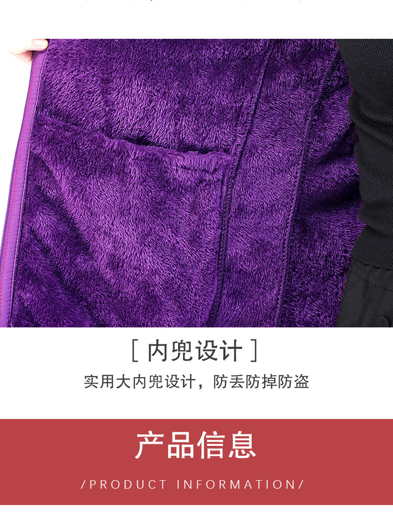 中老年女装秋冬加厚摇粒绒开衫卫衣上衣外套休闲大码抓绒衣妈妈装详情9