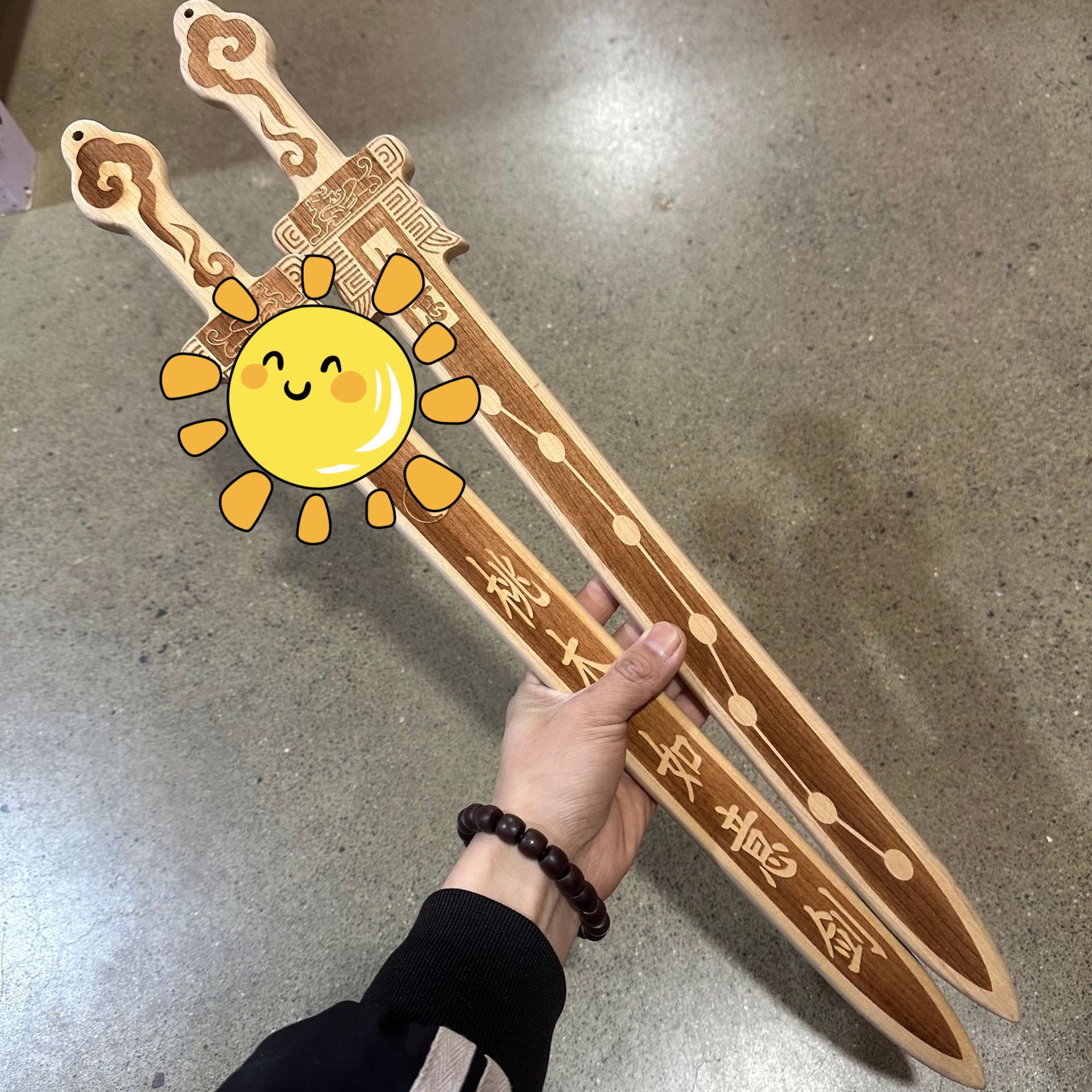 桃木剑原色一体剑雕刻桃木斧挂件小号宝剑儿童玩具工艺桃木剑批发详情35