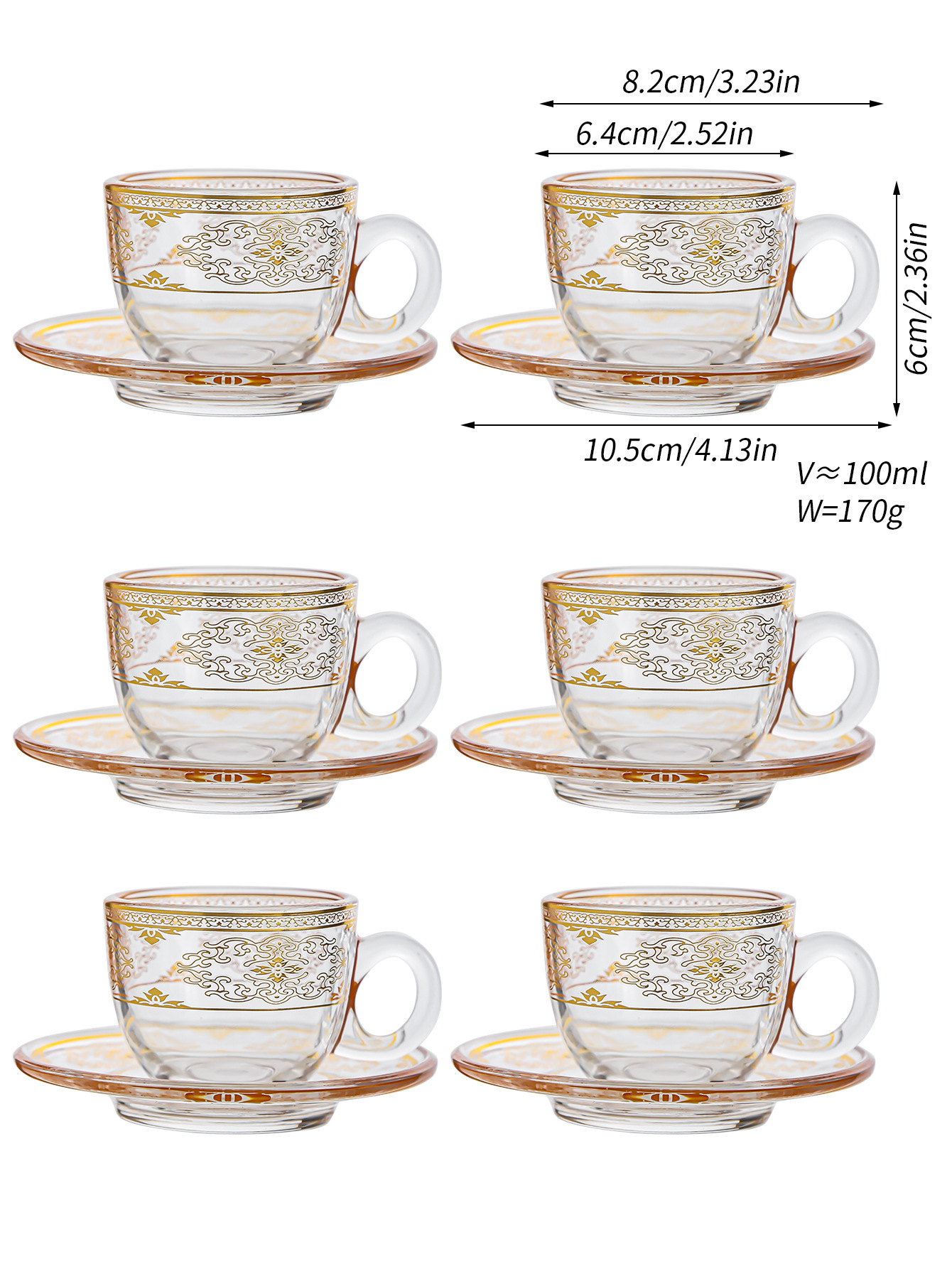 Nordic transparent gold-painted creative tea cups, glass cups, light luxury heat-insulating coffee cups and cold drink cups pic 17
