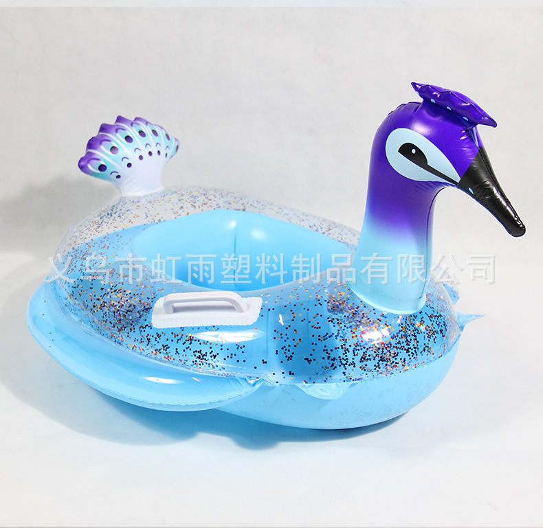 孔雀艇带翼亮片充气儿童游泳圈婴儿坐圈防侧翻座圈批发运动户外游泳用品详情4