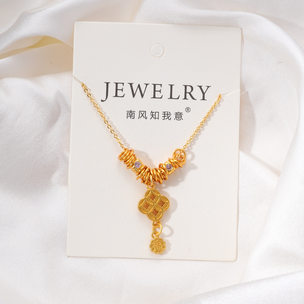 Ancient Vietnamese sand gold accessories, high color retention, beaded peach with zirconium pendant, bracelet, necklace, extension chain diy accessories pic 5