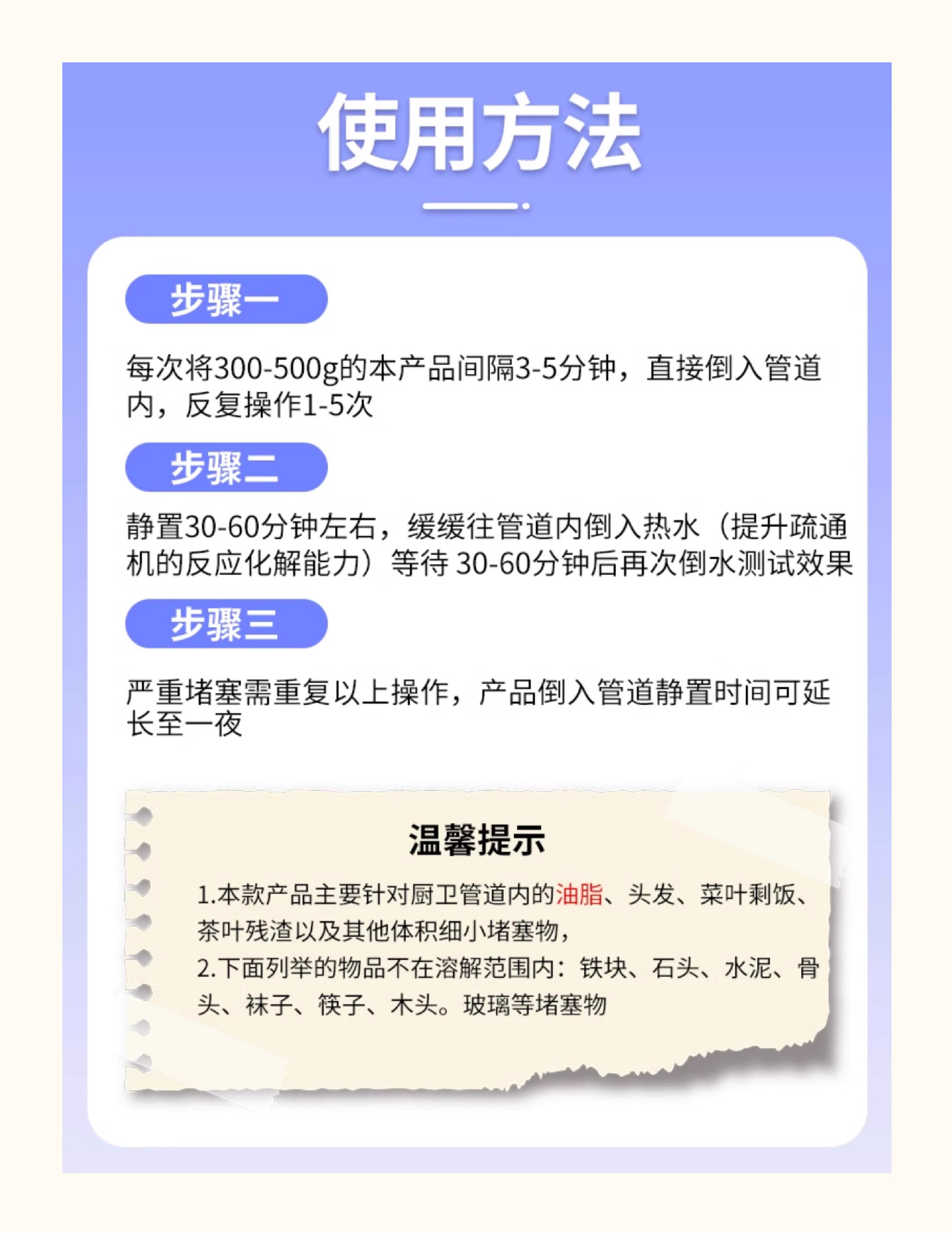 厨房下水道油污疏通剂饭店专用管道地漏洗菜盆堵塞强力溶解化油脂详情3