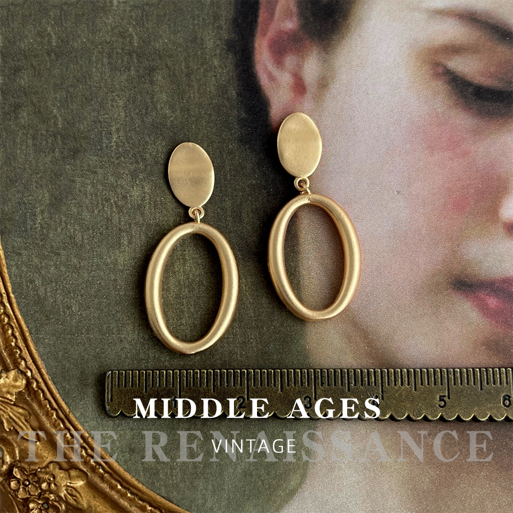 vintage light and mid-style matte geometric ring earrings, French and Hong Kong style high-end earrings, retro earrings pic 5