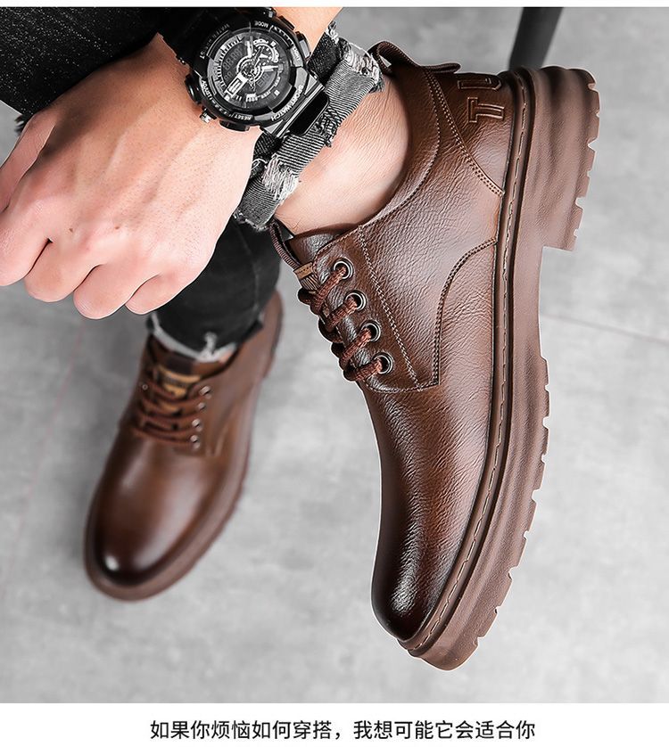 2025春秋新款男士手工上线休闲皮鞋男复古工装大头耐磨系带男皮鞋详情10