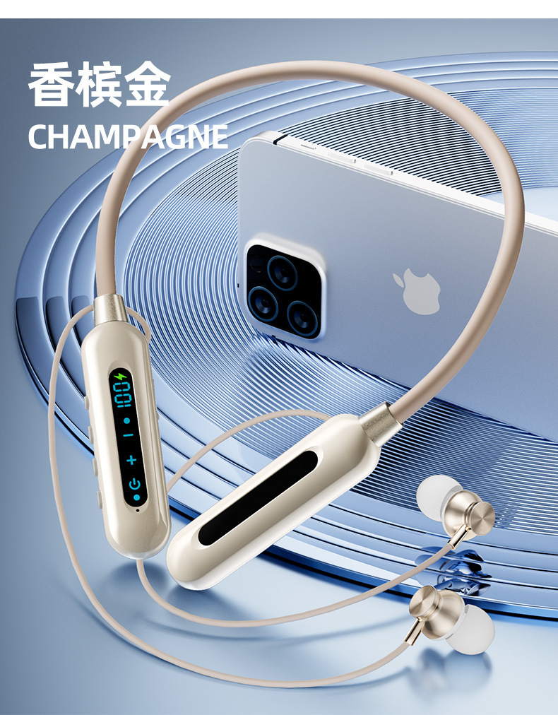 Magnetic neckband Bluetooth headphones with digital display, in-ear sports neckband, high-battery, ultra-long battery life wireless headphones pic 15