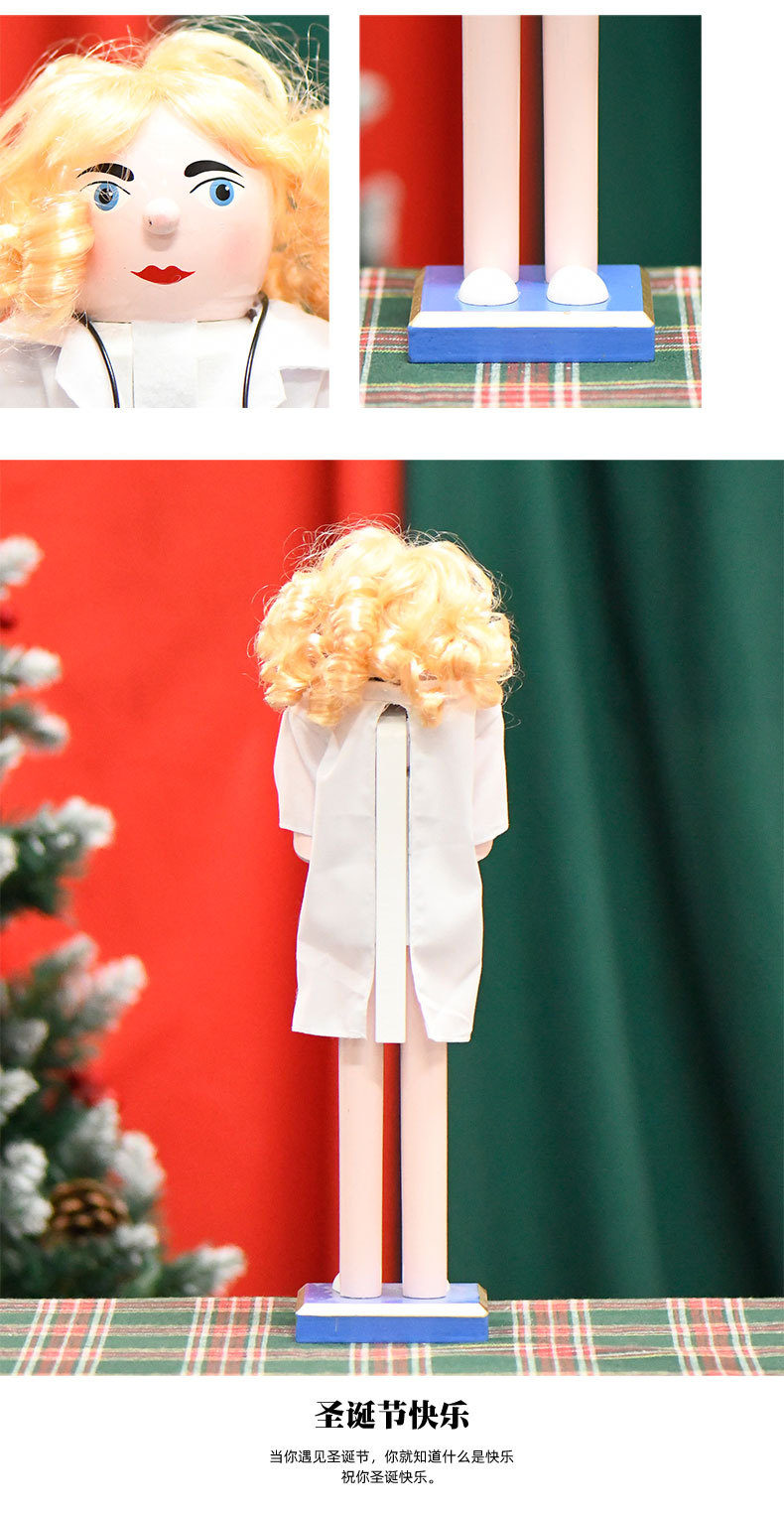 New stock: 38CM white nurse girl Nutcracker Christmas decorative handicraft professional series pic 4