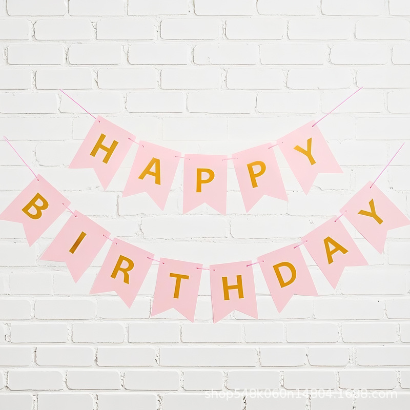 英文烫金生日快乐燕尾拉旗节日派对字母彩旗横幅拉花拉旗派对装饰详情10