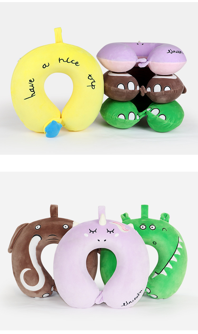 Customized cartoon memory foam U-shaped pillows with embroidered animal designs, travel memory pillows, neck protectors and nap pillows, wholesale from the manufacturer pic 12