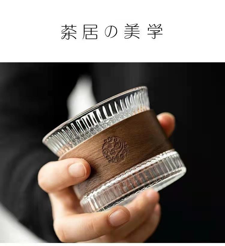 日式竖纹玻璃茶杯防烫隔热茶具泡茶公道杯茶器个人主人杯功夫茶详情24