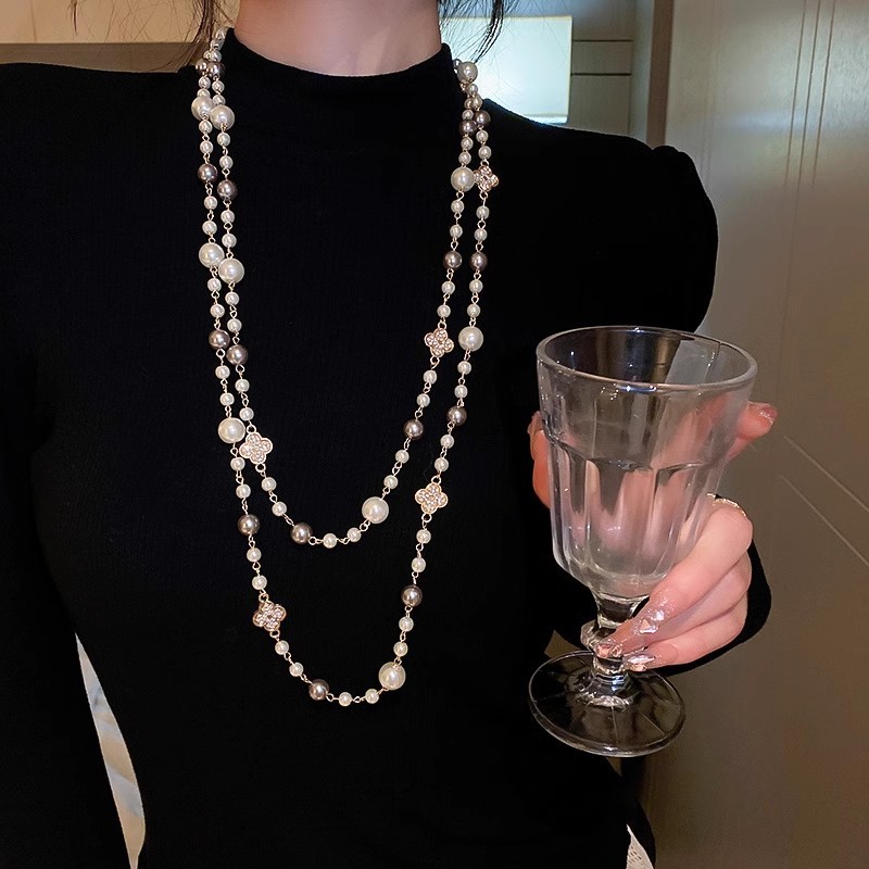 珍珠项链女款轻奢小众2023新款爆款颈链长款毛衣链衣服装饰配饰品详情2